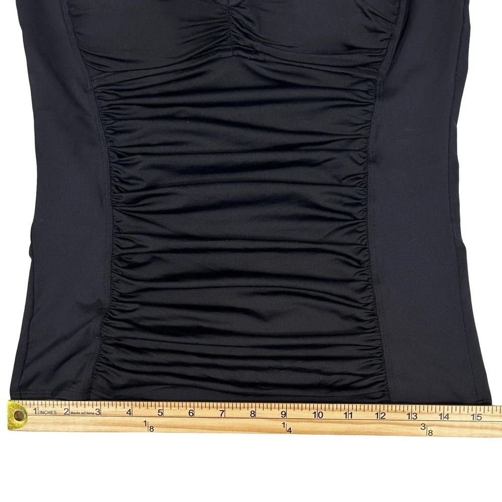 BLEU Rod Beattie Black Grommet Tankini Swim Top 8 Ruched Molded Cups NWT Chic